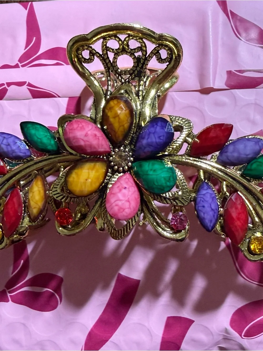 Multicolor Floral Leaf Crystal Hair Clip - Vintage Style